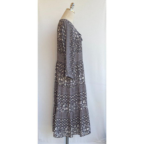 J.McLaughlin Womens Dress Gray Floral Tiered Peasant Bohemian Cottagecore sz M - Picture 7 of 12